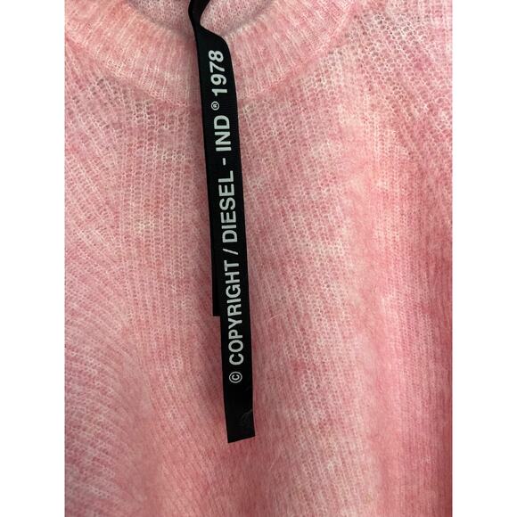 Diesel Cold Shoulder Mohair‎ Blend Sweater Women S Pink Fuzzy Knit Pullover - Picture 5 of 9